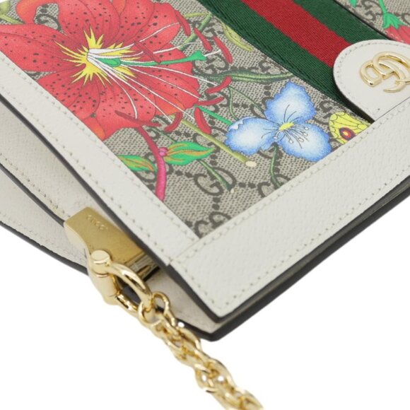 Gucci  Ophidia Web Small GG Floral Canvas Chain Shoulder Bag Off White 503877 - Picture 6 of 13